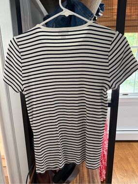 Striped Blue and White Ribbed Tee